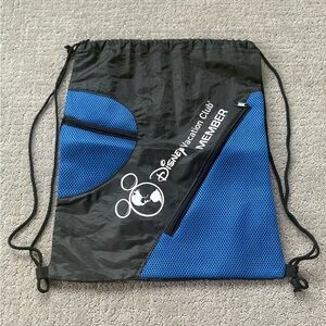 NEW Disney Vacation Club DVC Mesh Bag Lightweight Drawstring Backpack Blue Black